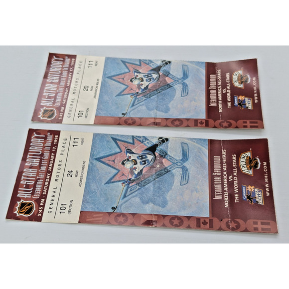 1998 All-Star Saturday North America vs World Ticket Stub NHL Lot of 2 - Picture 3 of 4
